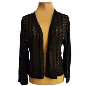 Isabella Rodriguez Black‎ Crochet Open Cardigan Women's Large